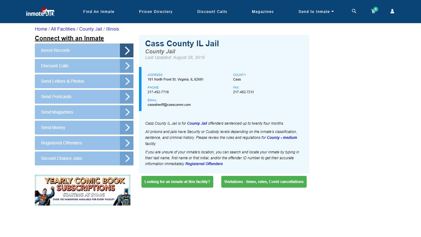 Cass County IL Jail - Inmate Locator - Virginia, IL